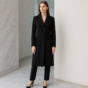 Gallery Long Black Coat — Minimalist Vintage Elegance